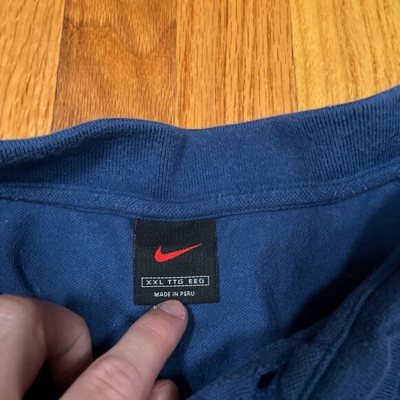 VTG 90s Nike Polo Shirt XXL 2XL Center Check Swoosh Blue Fade /Wear Black Tag - Picture 5 of 9